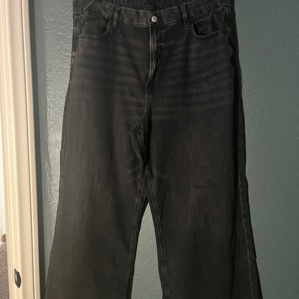 American Eagle AE wide leg Jeans 18 dreamy drape stretch High Rise black